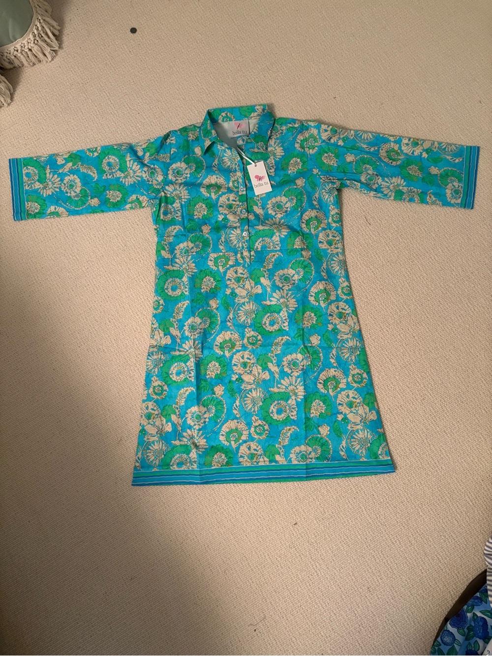 Bella Tu Turquoise Floral Mini Dress
